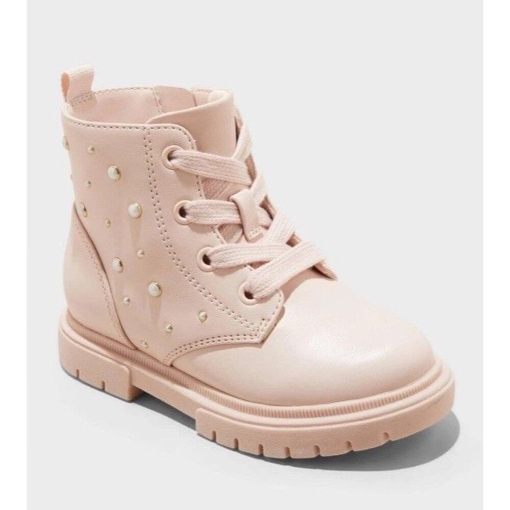Cat & Jack Toddler Girls' Amaya Lace-Up Combat Boots Size 6 Toddler Pink NWT